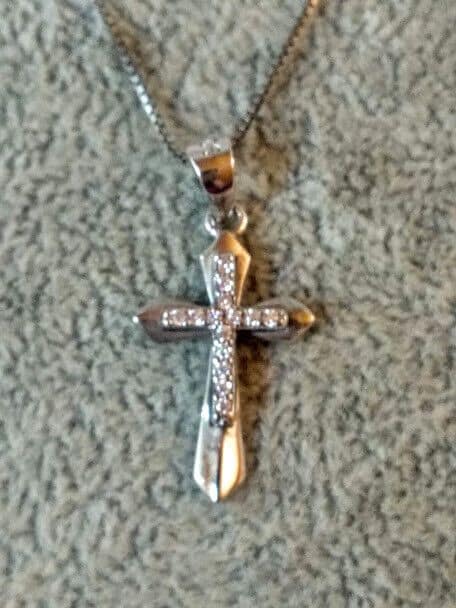 Collar con colgante con forma de cruz doble Plata de Ley Rodiada  Nuevos (106)