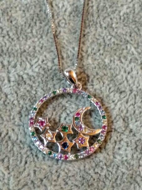 Collar con colgante redondo Plata de Ley Rodiada  Nuevos (106)