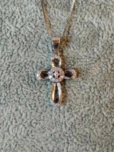 Collar con colgante con forma de cruz  Plata de Ley Rodiada  Nuevos (106)