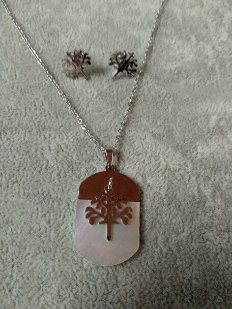 Collar gargantilla y pendientes  acero antialergico con colgante  Nuevos (106)