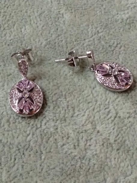 Pendientes bisuteria rodiada  piedras color Presión Nuevos (106)