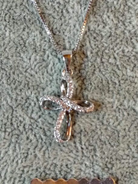 Collar con colgante con forma de cruz Plata de Ley Rodiada  Nuevos (106)