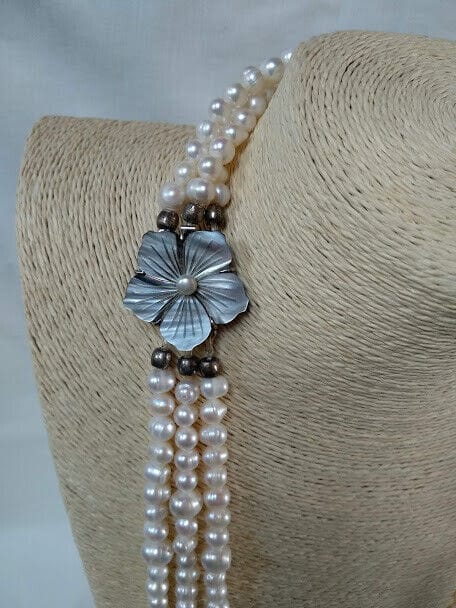 Collar perlas barrocas naturales con madreperla Nuevo con etiquetas(105) - Imagen 4