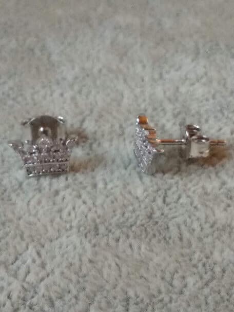 Pendientes Plata de Ley 3  corona presión Nuevos (106) - Imagen 4