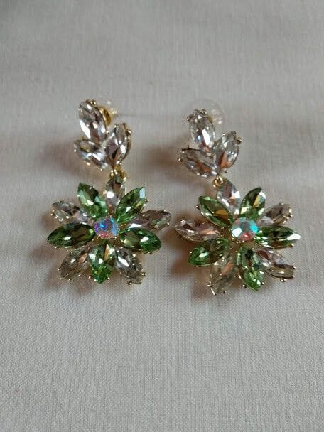 Pendientes mujer fantasía cristal verdes cierre de presión Nuevos (106) - Imagen 4