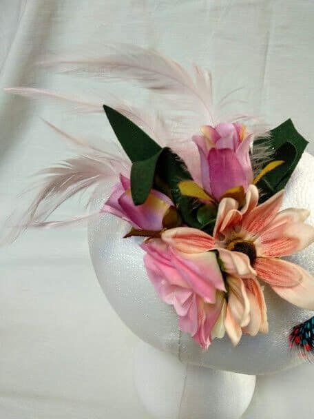 Tocado broche mujer flores tela y combinando tonos rosas,salmón y morados.Nuevo - Imagen 3