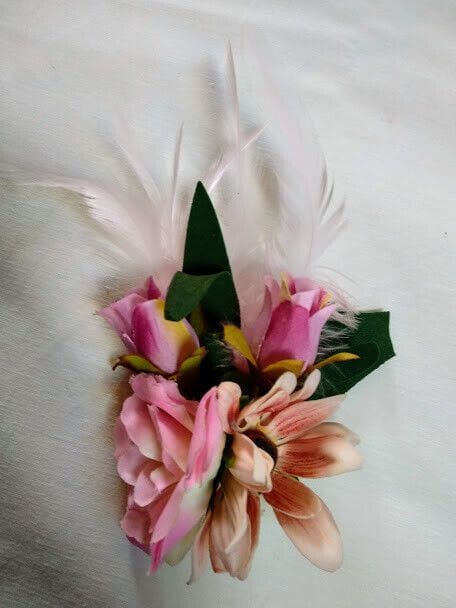 Tocado broche mujer flores tela y combinando tonos rosas,salmón y morados.Nuevo - Imagen 4