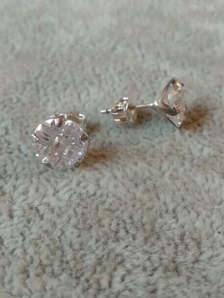 Pendientes Plata de Ley 3 circonita presión Nuevos (106) - Imagen 3