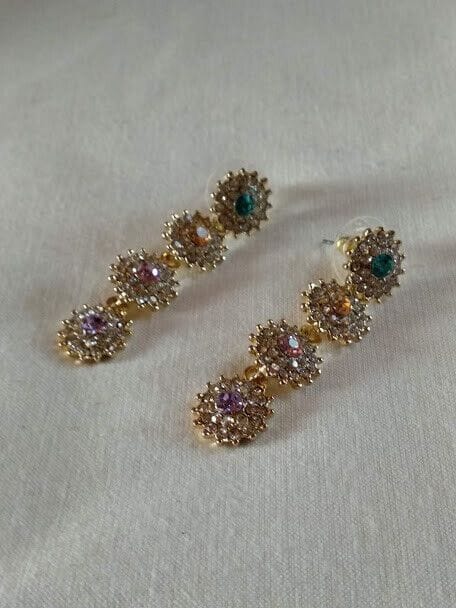 Pendientes mujer fantasía cristal 4 flores cierre de presión Nuevos (106) - Imagen 3