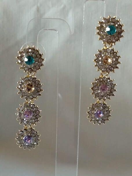 Pendientes mujer fantasía cristal 4 flores cierre de presión Nuevos (106) - Imagen 4