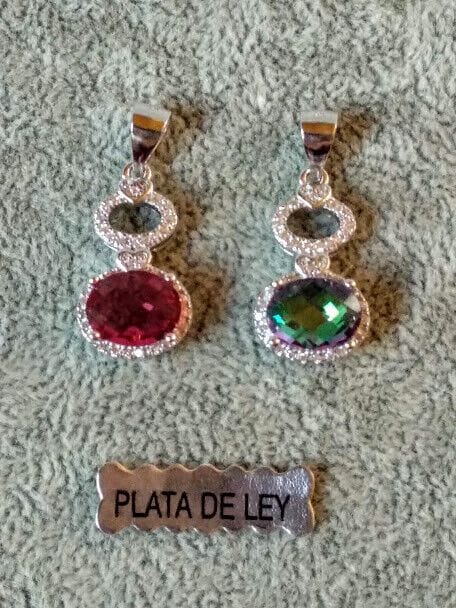 Colgante ovalado piedra rosa tallada Plata de Ley rodiada 925 Nuevo (106) - Imagen 4