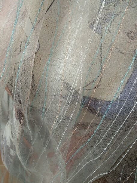 Fular combinado de lino y seda con hilos de colores pastel (134) - Imagen 3