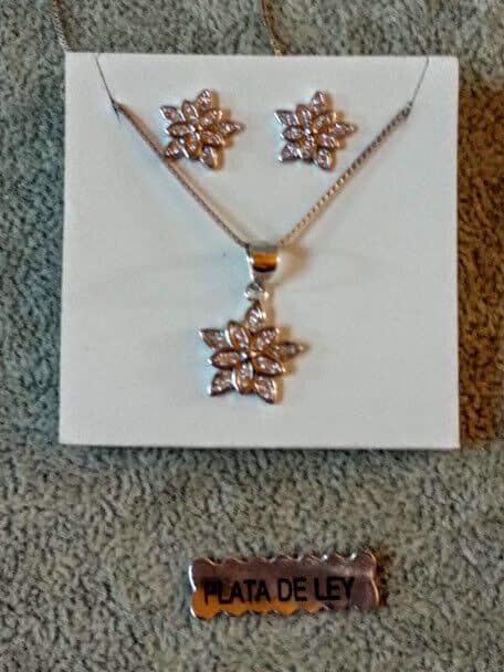 Pendientes y gargantilla Plata de Ley Rodiada presión Nuevos (106) - Imagen 3