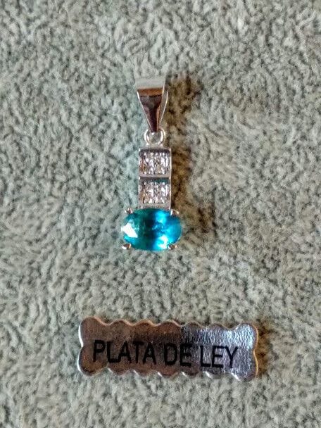 Colgante alargado piedra azul Plata de Ley rodiada 925 Nuevo (106) - Imagen 3