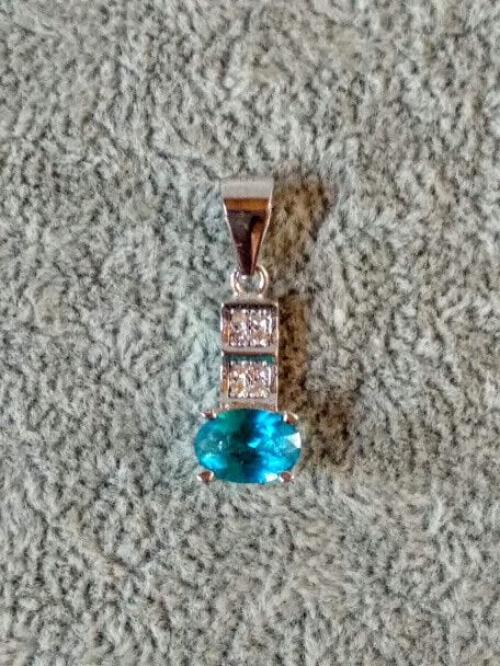Colgante alargado piedra azul Plata de Ley rodiada 925 Nuevo (106) - Imagen 4