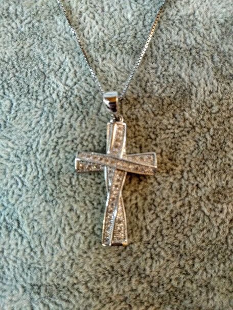 Collar con colgante  de cruz con circonitas Plata de Ley Rodiada  Nuevos (106) - Imagen 3