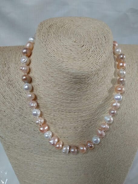 Collar y pulsera perlas barrocas naturales Nuevo con etiquetas(105)