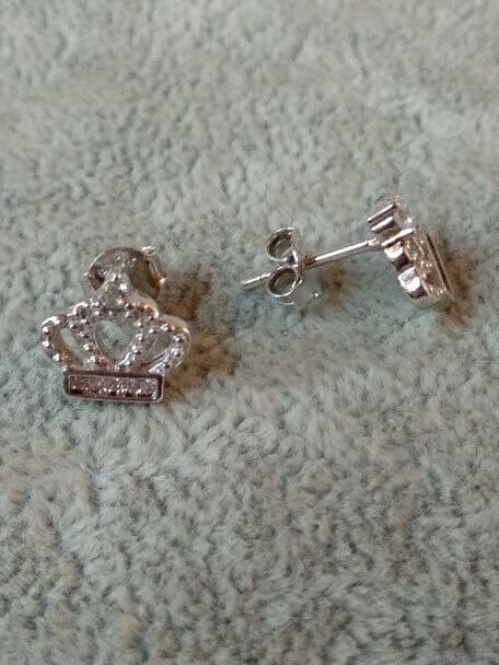 Pendientes Plata de Ley 3 corona real presión Nuevos (106) - Imagen 4