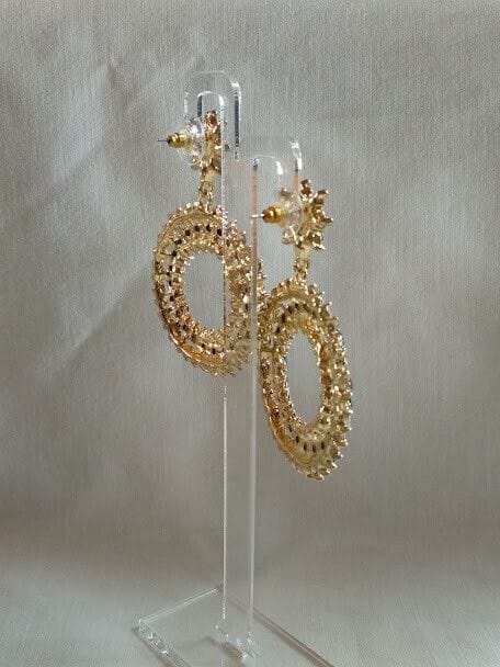 Pendientes fantasia mujer dorados con piedras multicolor cierre de presión (106) - Imagen 4