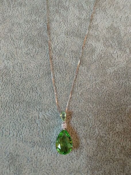 Collar con colgante lagrima de aventurina Plata de Ley Rodiada Nuevos (106) - Imagen 3