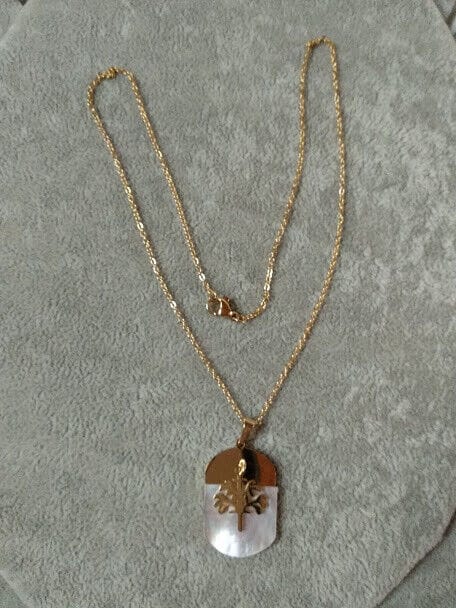 Collar gargantilla y pendientes acero con baño dorado y colgante Nuevos (106) - Imagen 4