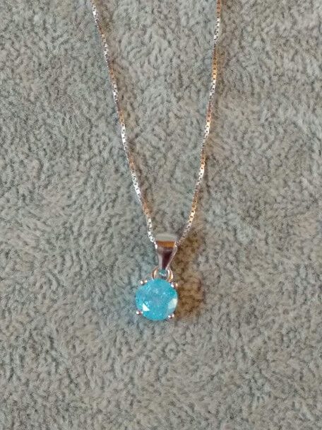 Pendientes y gargantilla con zafiro claro Plata de Ley presión Nuevos (106) - Imagen 4