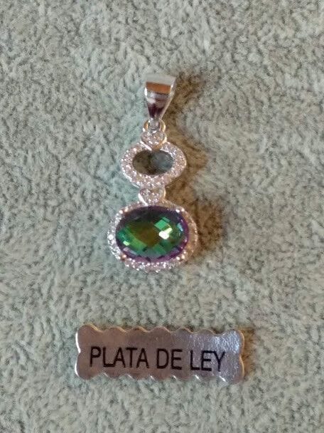 Colgante ovalado con amatista tallada Plata de Ley rodiada 925 Nuevo (106) - Imagen 3