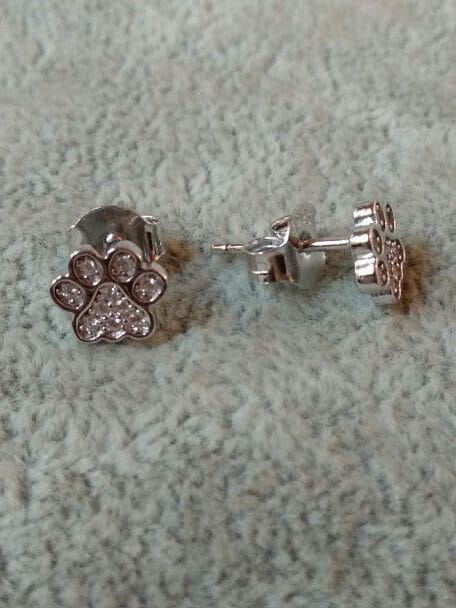 Pendientes Plata de Ley 3 huella perro presión Nuevos (106)