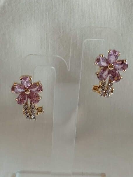 Pendientes mujer bisutería flor cierre omega Nuevos (106) - Imagen 5