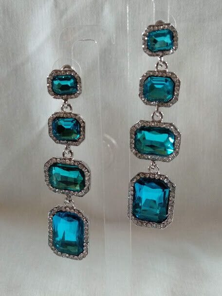 Pendientes mujer fantasía largos cristal cierre de presión Nuevos (106)