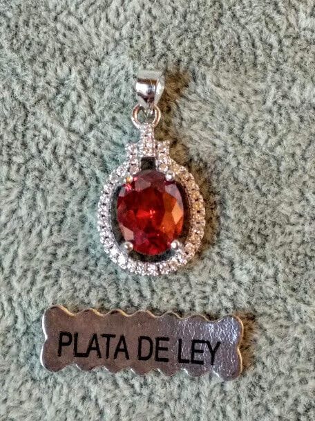 Colgante ovalado piedra marrón anaranjado Plata de Ley rodiada 925 Nuevo (106) - Imagen 3