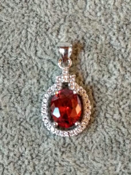 Colgante ovalado piedra marrón anaranjado Plata de Ley rodiada 925 Nuevo (106)