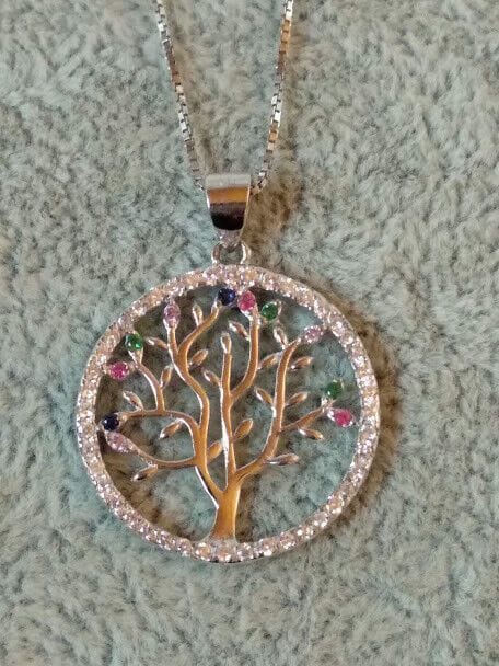 Collar con colgante Arbol de la vida Plata de Ley Rodiada Nuevos (106)