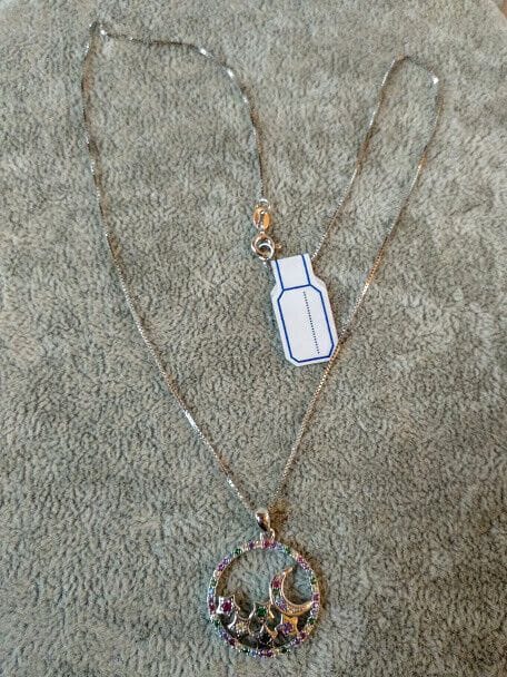 Collar con colgante redondo Plata de Ley Rodiada Nuevos (106) - Imagen 3