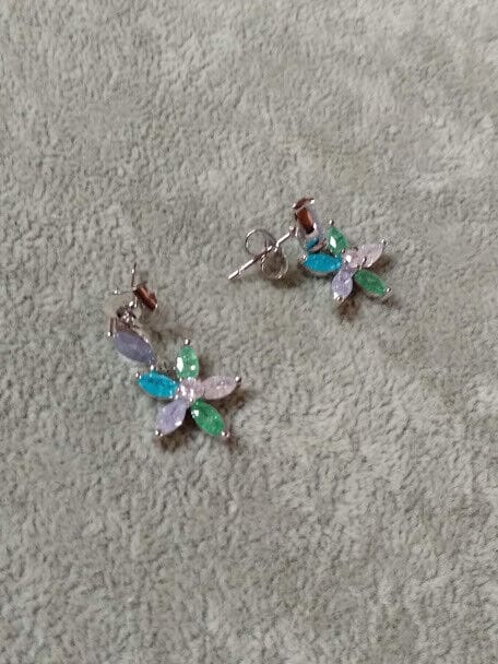 Pendientes bisuteria rodiada largos piedras color Presión Nuevos (106) - Imagen 3