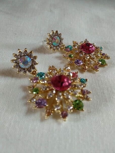 Pendientes mujer fantasía cristal cierre de presión Nuevos (106) - Imagen 4