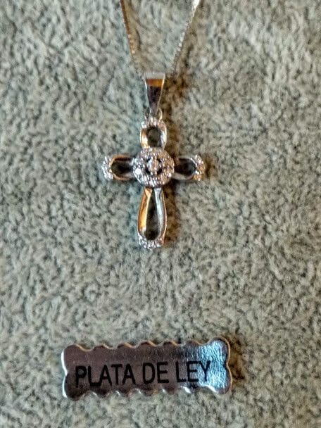 Collar con colgante con forma de cruz Plata de Ley Rodiada Nuevos (106) - Imagen 3