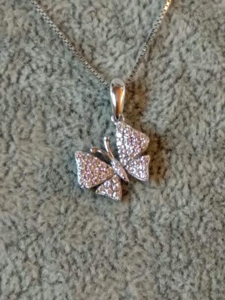 Collar con colgante de mariposa circonitas Plata de Ley Rodiada Nuevos (106) - Imagen 4