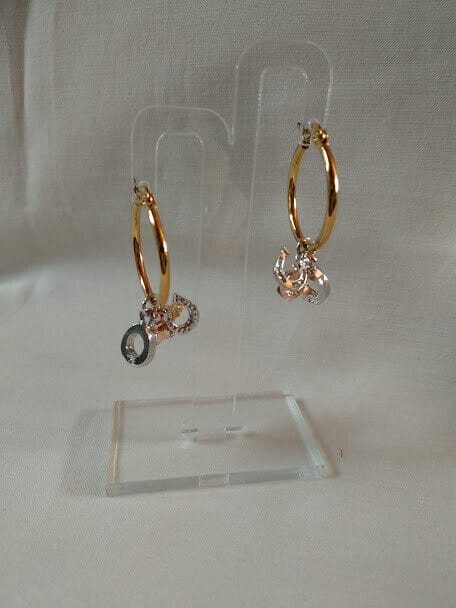 Pendientes de aro en acero dorado con colgante intercambiable Nuevos (106) - Imagen 11