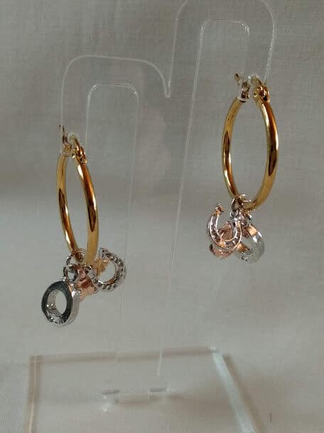 Pendientes de aro en acero dorado con colgante intercambiable Nuevos (106) - Imagen 9