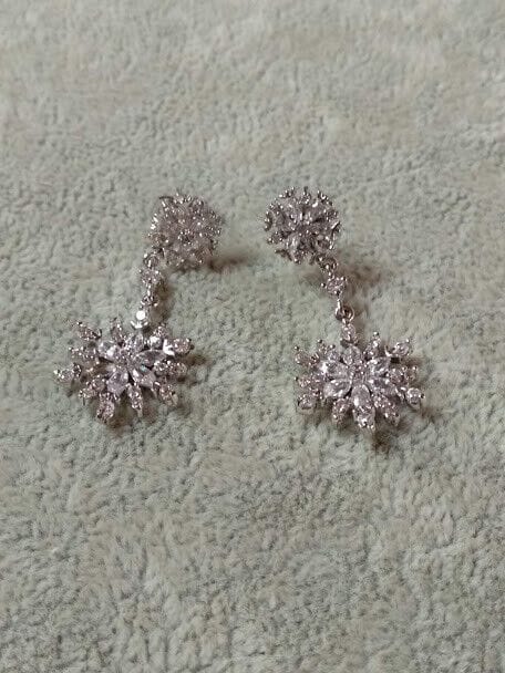 Pendientes bisuteria rodiada largos Presión Nuevos (106)