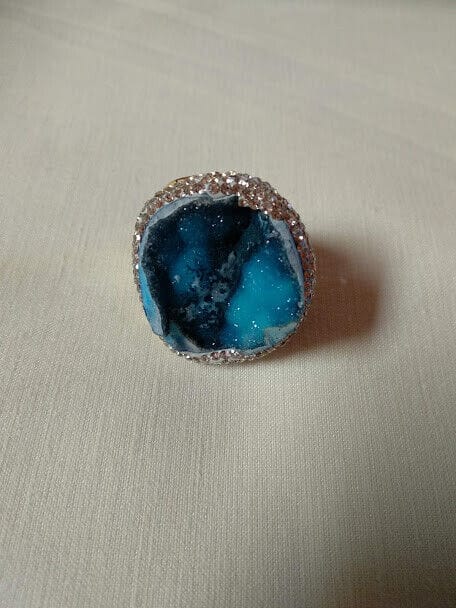 Anillo sortija mujer bisutería geoda colores Nuevo - Imagen 13