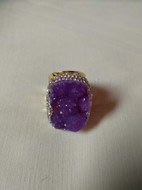 Anillo sortija mujer bisutería geoda colores Nuevo - Imagen 12