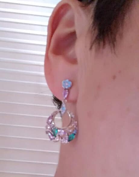 Pendientes Plata de Ley rodiada largos piedras Presión Nuevos - Imagen 8