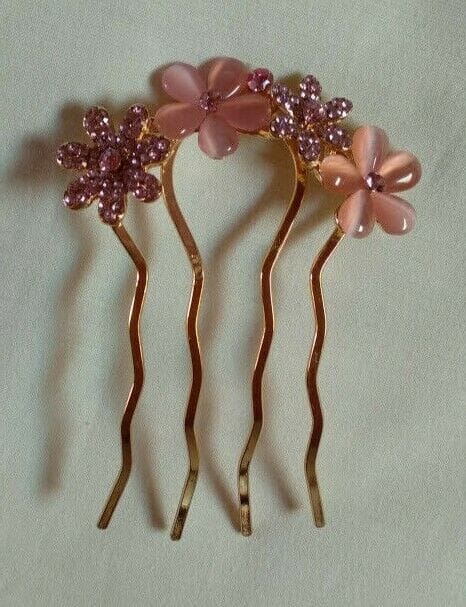 Peineta mujer ceremonia dorada flores color rosa Nueva