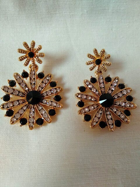 Pendientes mujer bisutería flor piedras cierre presión Nuevos