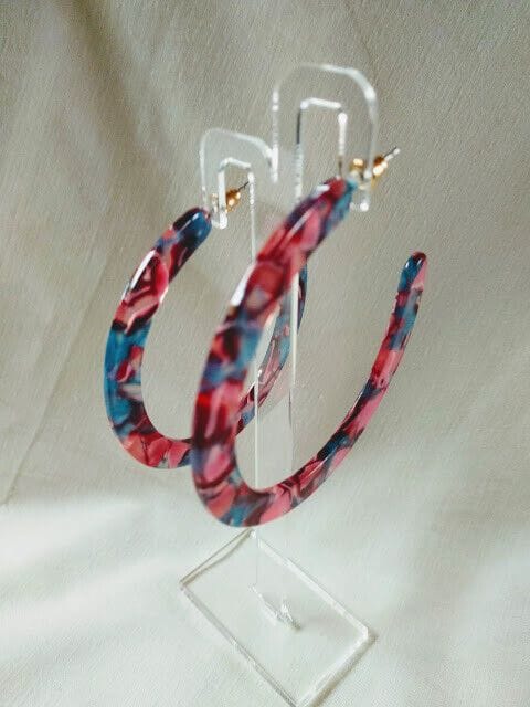 Pendientes bisutería acetato mujer aro cierre presión nuevo con etiquetas - Imagen 3