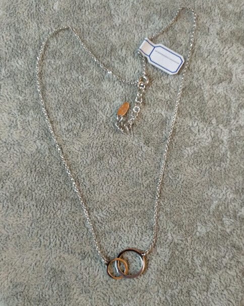 Collar aros enlazados gargantilla mujer Plata de Ley Rodiada Nuevos (106) - Imagen 3