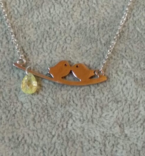 Collar pajaritos y piedra gargantilla mujer  Plata de Ley Rodiada  Nuevos (106)