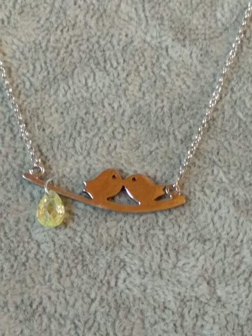 Collar pajaritos y piedra gargantilla mujer Plata de Ley Rodiada Nuevos (106)